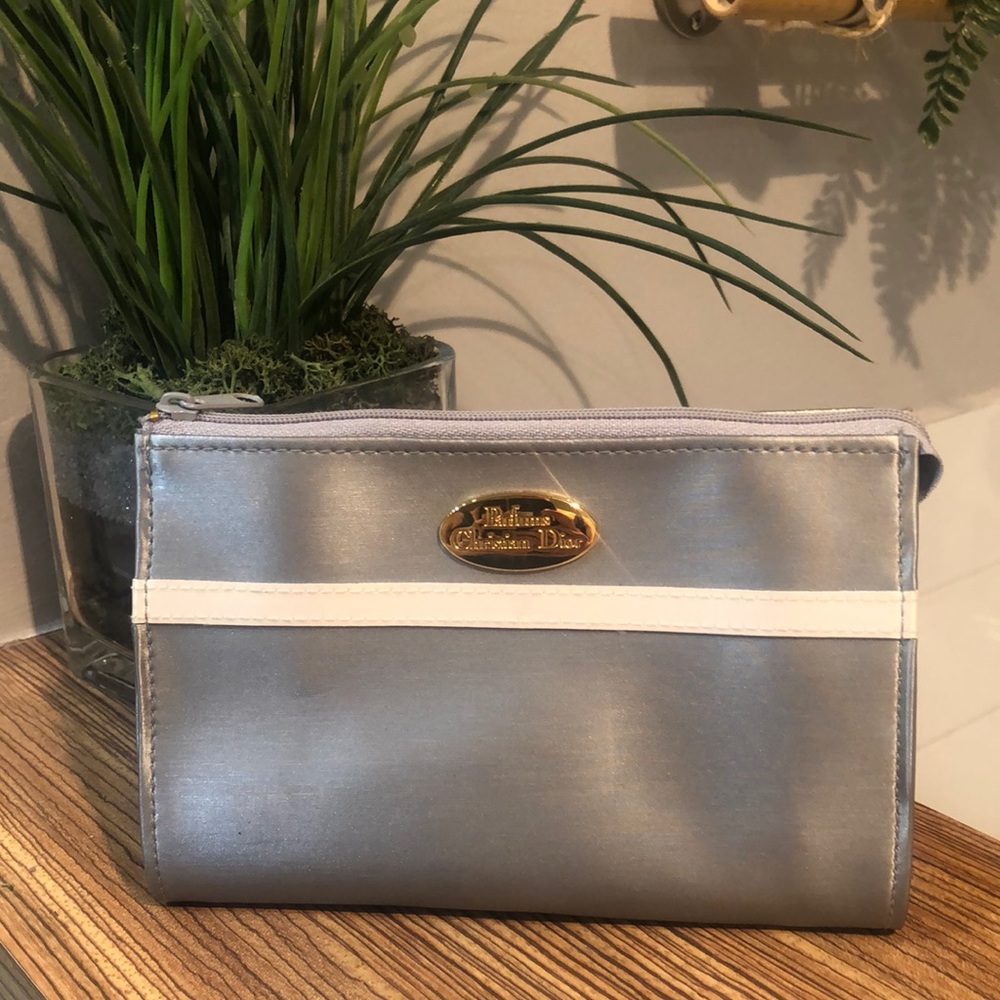 Vintage cosmetic bag perfumes Christian Dior in silver